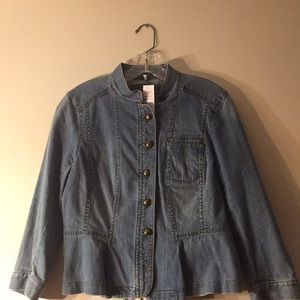 New-LOFT Denim Jacket Size 8- With gold buttons